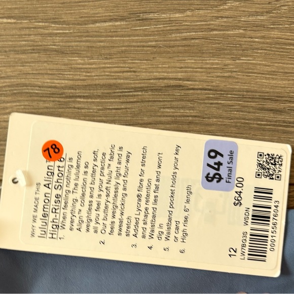NWT Lululemon Align High-Rise Short 6" Washed Denim Size 12 - Picture 4 of 9